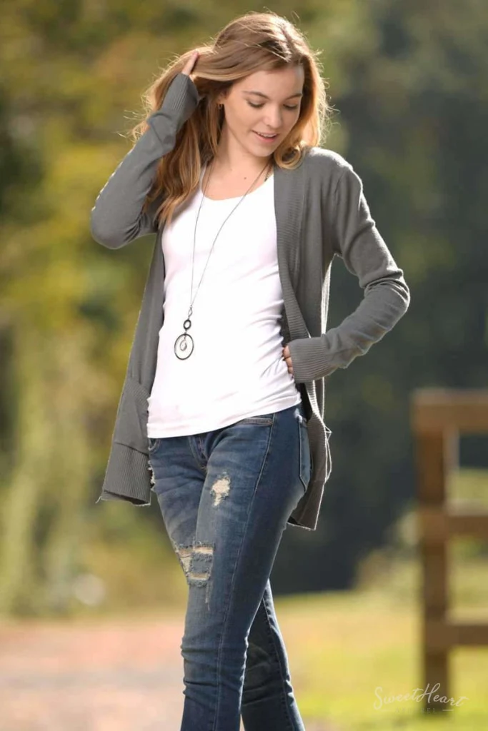 Changing Seasons Cardigan Sweater - Charcoal - Image 3